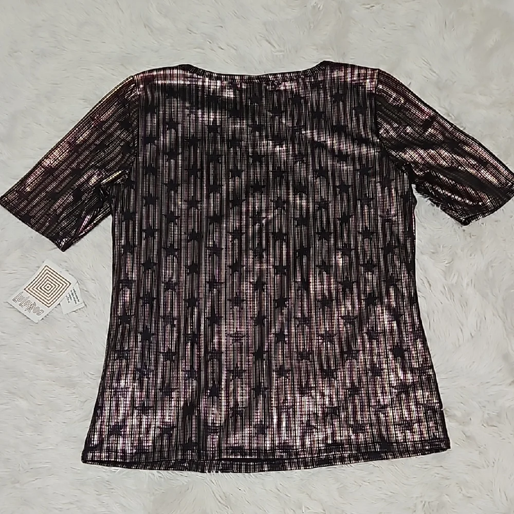 New LuLaRoe Gigi elegant collection top Short Sleeve Blouse star print top XL - Picture 5 of 11